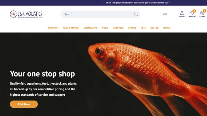 New e-commerce website for J&K Aquatics